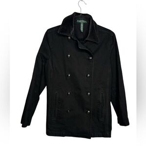 Vintage LRL Ralph Lauren Polo Military Jacket Size 12 Canvas Corduroy Collar